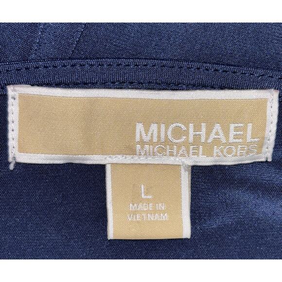 MICHAEL‎ Michael Kors Tank Dress Buckle Accent Navy Large Sleeveless Draped Neck - Picture 8 of 8